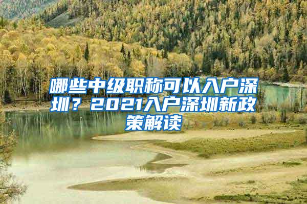 哪些中级职称可以入户深圳？2021入户深圳新政策解读