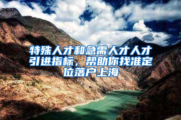 特殊人才和急需人才人才引进指标，帮助你找准定位落户上海