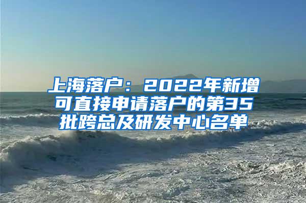 上海落户：2022年新增可直接申请落户的第35批跨总及研发中心名单