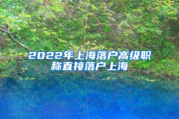 2022年上海落户高级职称直接落户上海