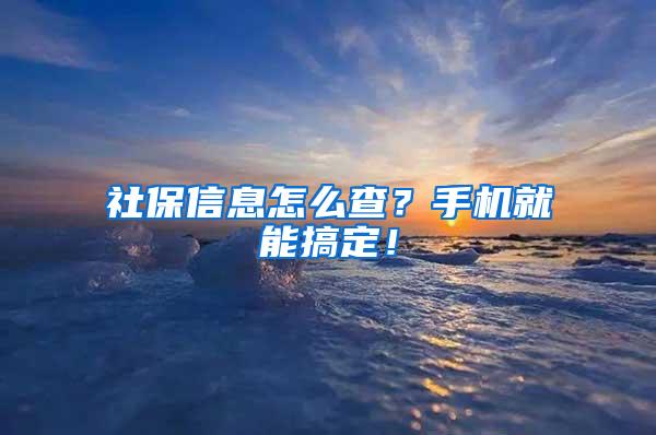 社保信息怎么查？手机就能搞定！