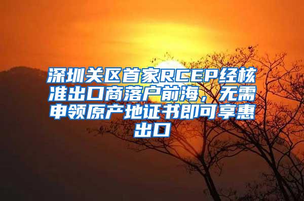 深圳关区首家RCEP经核准出口商落户前海，无需申领原产地证书即可享惠出口