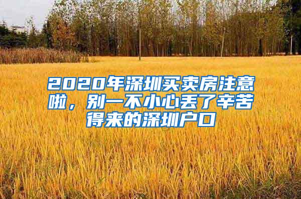 2020年深圳买卖房注意啦，别一不小心丢了辛苦得来的深圳户口