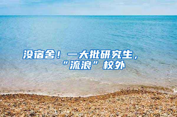 没宿舍！一大批研究生，“流浪”校外