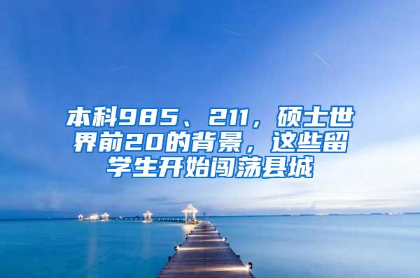 本科985、211，硕士世界前20的背景，这些留学生开始闯荡县城