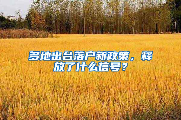 多地出台落户新政策，释放了什么信号？