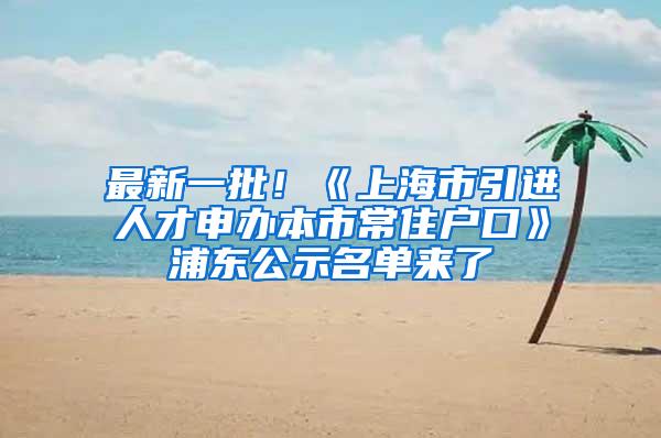 最新一批！《上海市引进人才申办本市常住户口》浦东公示名单来了