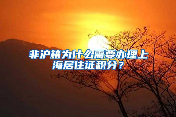 非沪籍为什么需要办理上海居住证积分？