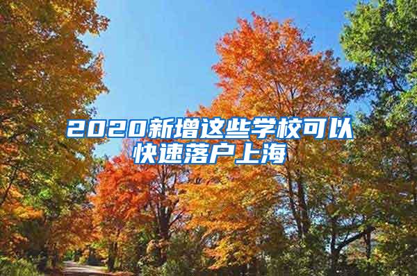 2020新增这些学校可以快速落户上海