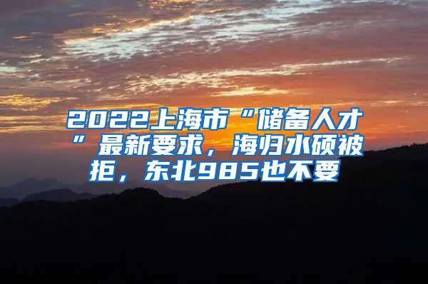 2022上海市“储备人才”最新要求，海归水硕被拒，东北985也不要