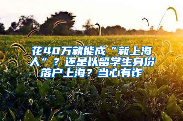 花40万就能成“新上海人”？还是以留学生身份落户上海？当心有诈→