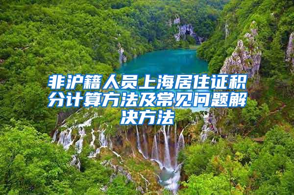 非沪籍人员上海居住证积分计算方法及常见问题解决方法