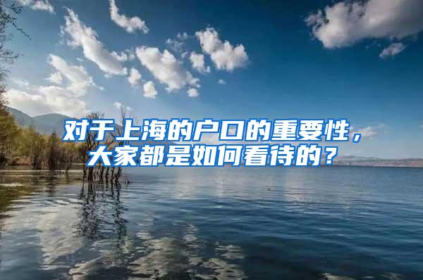 对于上海的户口的重要性，大家都是如何看待的？