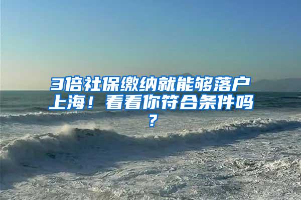 3倍社保缴纳就能够落户上海！看看你符合条件吗？