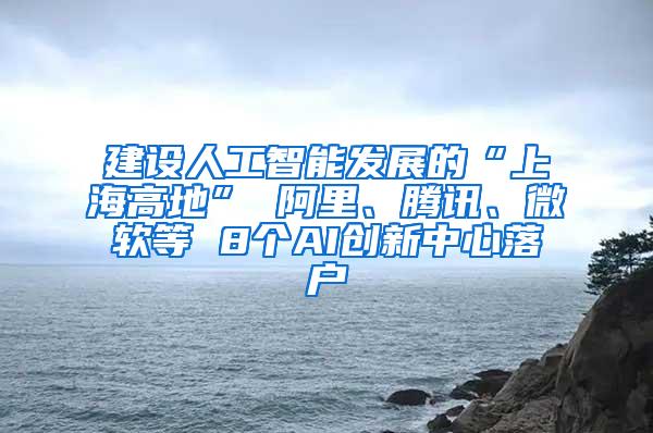 建设人工智能发展的“上海高地” 阿里、腾讯、微软等 8个AI创新中心落户