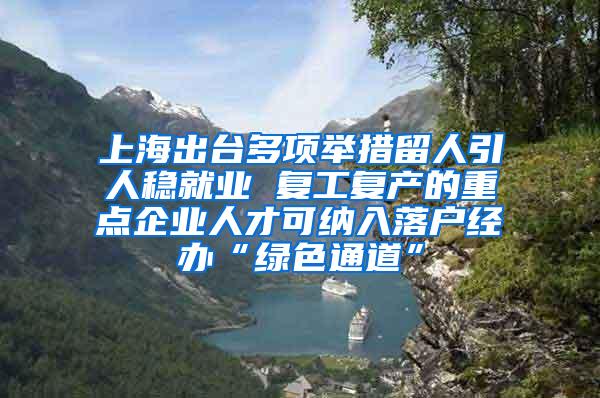 上海出台多项举措留人引人稳就业 复工复产的重点企业人才可纳入落户经办“绿色通道”