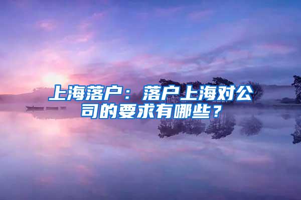 上海落户：落户上海对公司的要求有哪些？