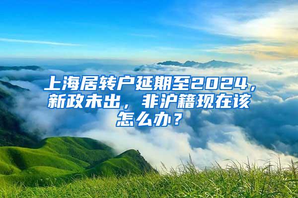 上海居转户延期至2024，新政未出，非沪籍现在该怎么办？