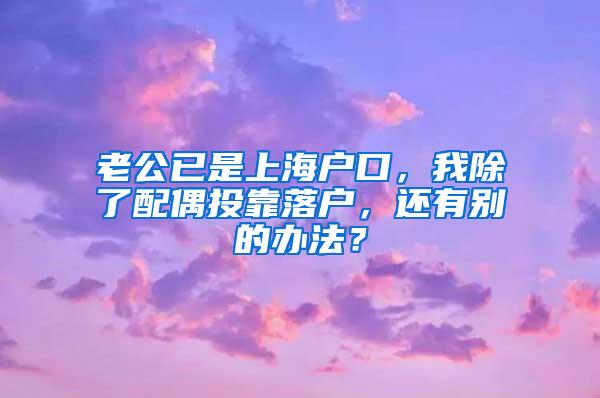 老公已是上海户口，我除了配偶投靠落户，还有别的办法？