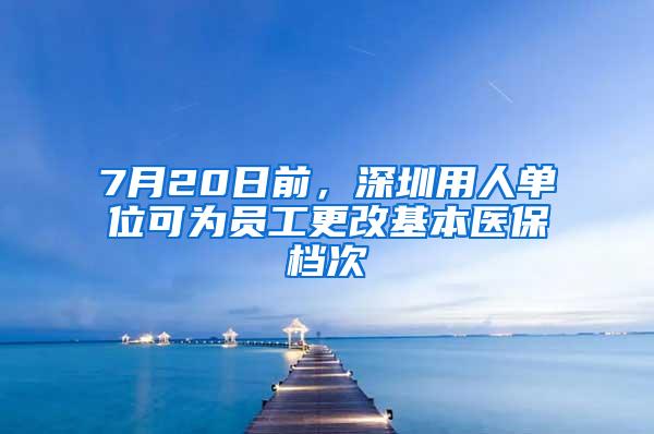 7月20日前，深圳用人单位可为员工更改基本医保档次