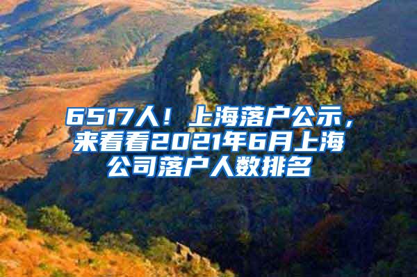 6517人！上海落户公示，来看看2021年6月上海公司落户人数排名