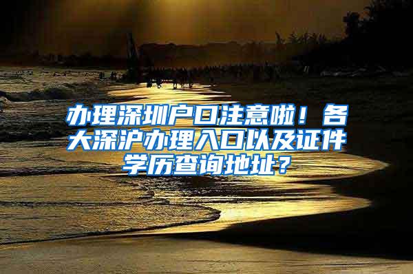 办理深圳户口注意啦！各大深沪办理入口以及证件学历查询地址？