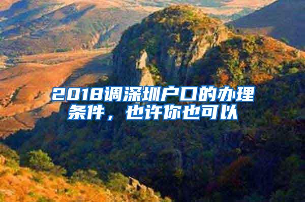 2018调深圳户口的办理条件，也许你也可以