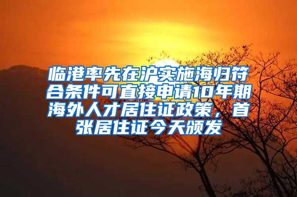 临港率先在沪实施海归符合条件可直接申请10年期海外人才居住证政策，首张居住证今天颁发