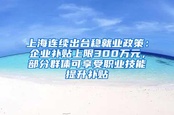 上海连续出台稳就业政策：企业补贴上限300万元，部分群体可享受职业技能提升补贴