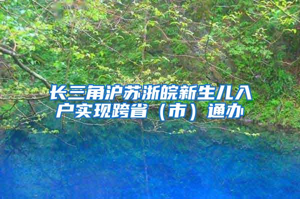 长三角沪苏浙皖新生儿入户实现跨省（市）通办