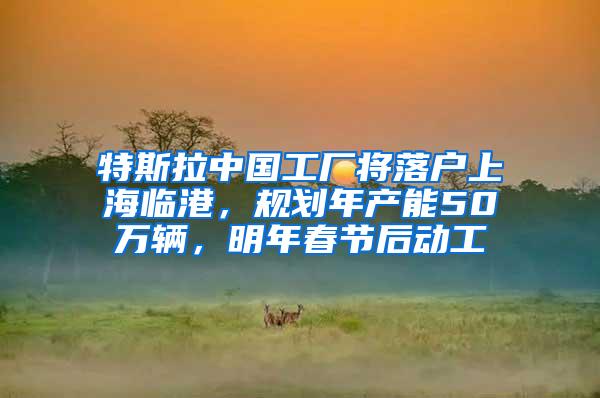 特斯拉中国工厂将落户上海临港，规划年产能50万辆，明年春节后动工