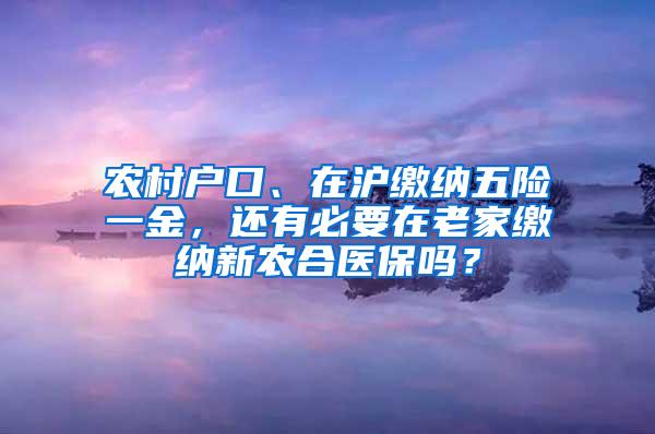 农村户口、在沪缴纳五险一金，还有必要在老家缴纳新农合医保吗？