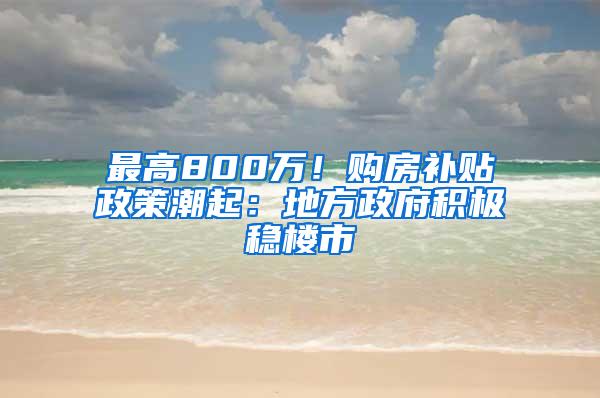 最高800万！购房补贴政策潮起：地方政府积极稳楼市