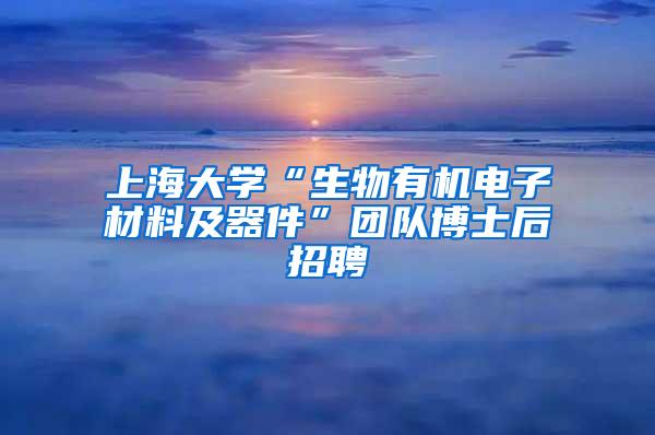 上海大学“生物有机电子材料及器件”团队博士后招聘