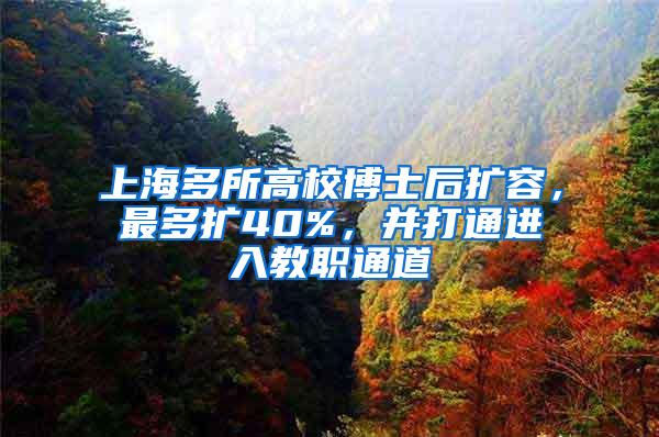 上海多所高校博士后扩容，最多扩40%，并打通进入教职通道