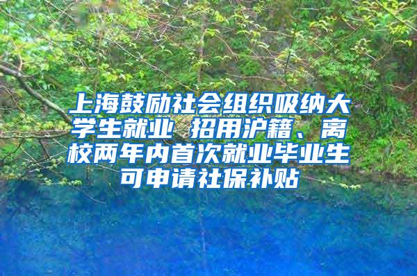 上海鼓励社会组织吸纳大学生就业 招用沪籍、离校两年内首次就业毕业生可申请社保补贴