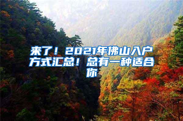 来了！2021年佛山入户方式汇总！总有一种适合你