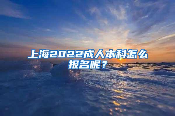 上海2022成人本科怎么报名呢？