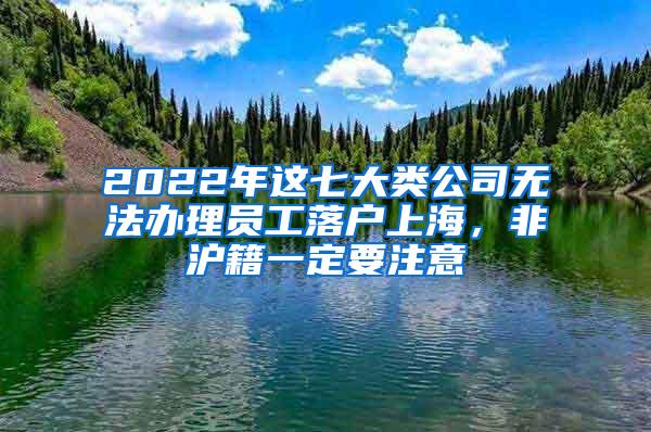 2022年这七大类公司无法办理员工落户上海，非沪籍一定要注意