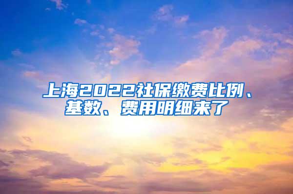 上海2022社保缴费比例、基数、费用明细来了