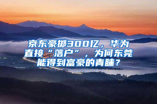 京东豪掷300亿，华为直接“落户”，为何东莞能得到富豪的青睐？