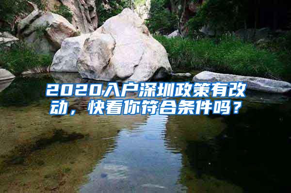 2020入户深圳政策有改动，快看你符合条件吗？