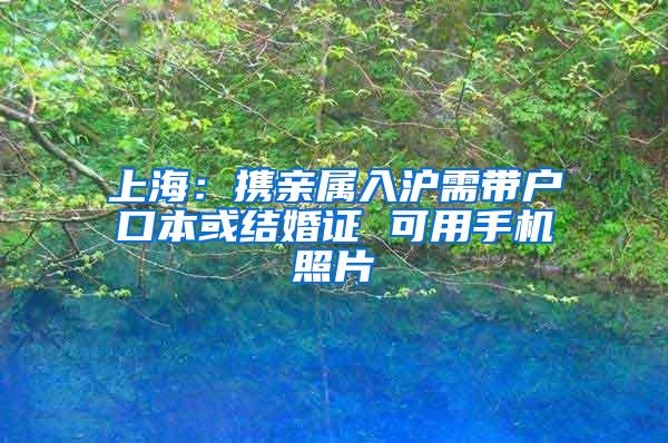 上海：携亲属入沪需带户口本或结婚证 可用手机照片