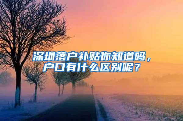 深圳落户补贴你知道吗，户口有什么区别呢？