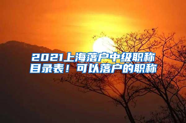 2021上海落户中级职称目录表！可以落户的职称