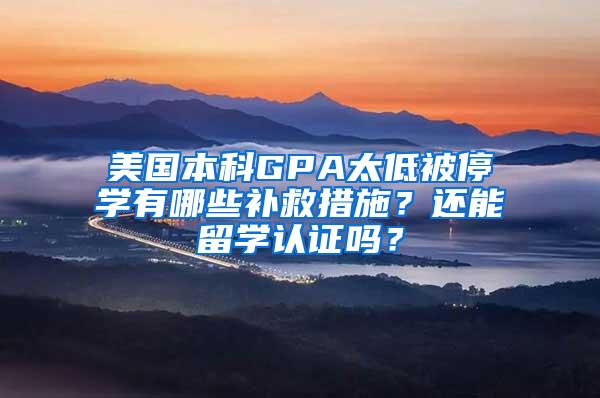 美国本科GPA太低被停学有哪些补救措施？还能留学认证吗？