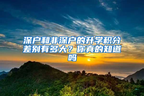 深户和非深户的升学积分差别有多大？你真的知道吗