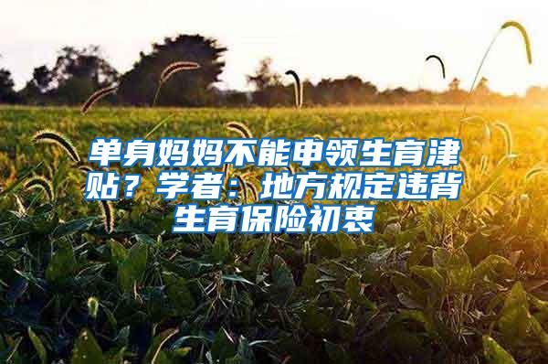 单身妈妈不能申领生育津贴？学者：地方规定违背生育保险初衷