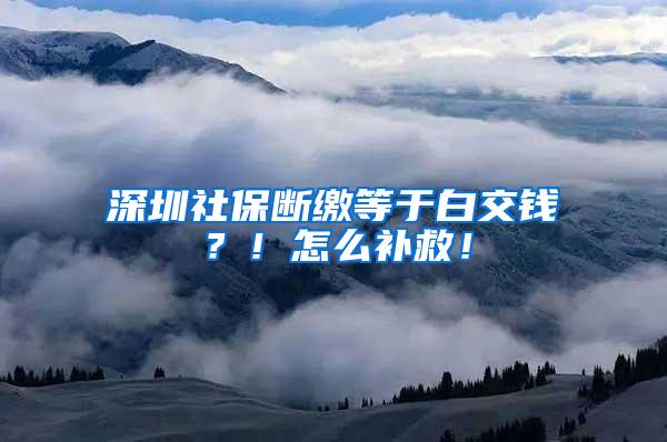 深圳社保断缴等于白交钱？！怎么补救！