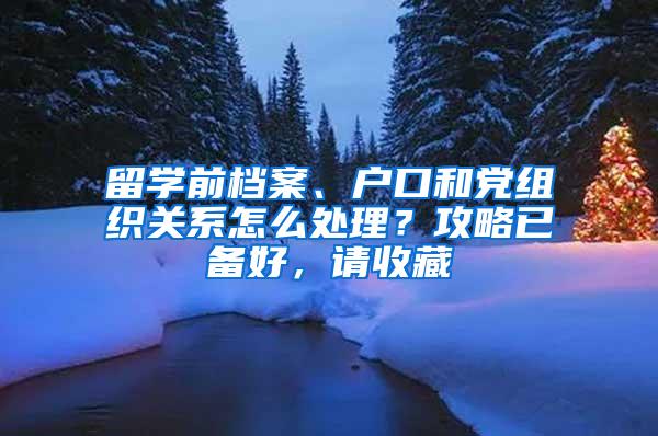 留学前档案、户口和党组织关系怎么处理？攻略已备好，请收藏